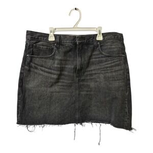 Everlane The Denim Jean Skirt Womens 32 Washed Black Raw‎ Hem Cotton Pockets